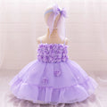 Baby Girls Pink Flower Fluffy Birthday Dress Kids Lace Summer Elegnat Evening Gown Party Dresses iInfant Floral Holiday Costumes