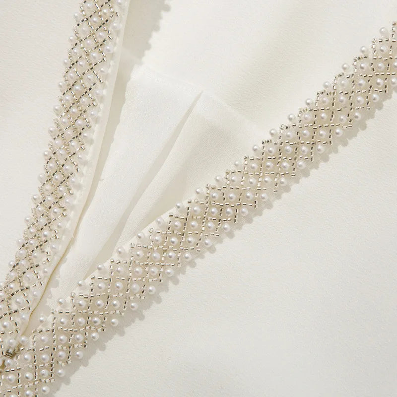 Spring Designing Vintage Style Exquisite Beading Rhinestone Chic Slim Outwear Women Retro Short Blazer