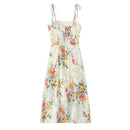 Floral Dress Women Midi Slim Summer Dresses Prairie Chic Holiday