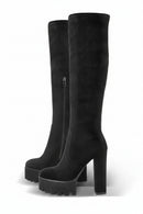 Black knee-high platform boots on a white background, Obroi
