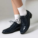 Female Round Toe Block Heels Lace Up Leisure Office Lady Shoes