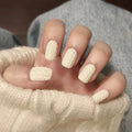Nail Art Winter Xmas Milky White Nails Detachable Finished False Nails Press on Nails