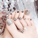 Summer Silver Sparkling Silver Diamond Finished Manicure Patch False Nails Toe Nail Press