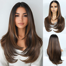 Lace Front 24 Inch Straight Lace Wig Brown 6x4 Pre Plucked Pre Cut Wear For Woman