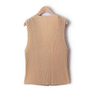 Pleated Short Sleeveless Vest Spring Summer Single-breasted Solid Single-breasted Female Jackets