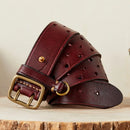 Pure 3.8cm Wide Genuine Leather Belt for Men Double Pin Buckle Male Jeans Belts