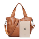 Women's Genuine Leather Tote Bag Capacity Soft Shoulder Crossbody Bag Casual Handbag