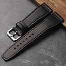 Handmade Fit Pilot Head Strap Men Bracelet Genuine Leather Watchband