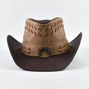 Leather Western Hat Wide Brim Godfather Hats Jazz Cap