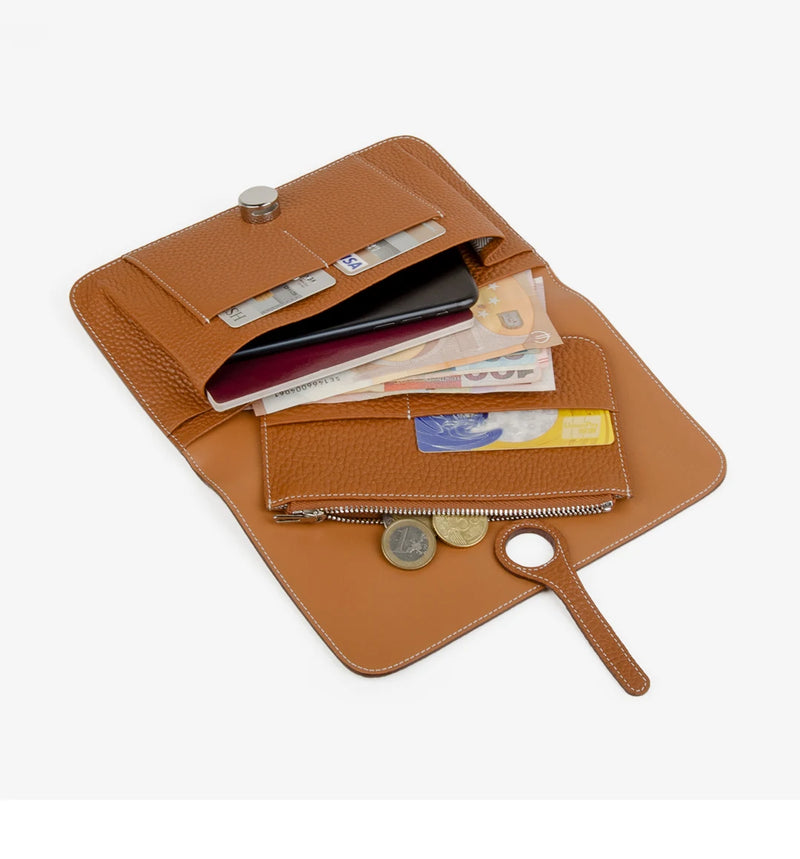 Wallets For Women Luxury Genuine Leather Travel Ladies Passport Holder Purse Handmade
