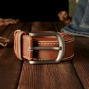 Handmade Genuine Leather Belt Buckle Full Grain Leather Waist Strap Daily Casual Pants Belt Men
