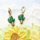 Green Cactus Gold Plated Pendants Charm For Jewelry Making Solid 925 Sterling Silver Gift For Women Men