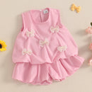 Summer Cute Baby Girl Shorts Outfits Princess Bows Sleeveless Tank Tops Toddler Clothes Set