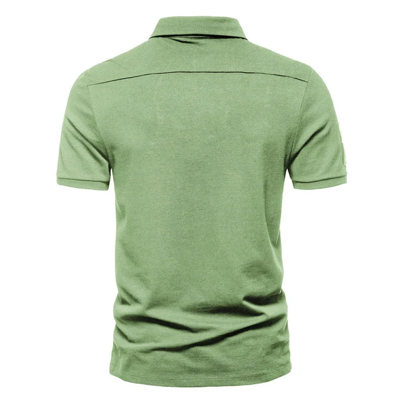 Solid Color Short-Sleeved Lapel Polo Shirt Spring Summer Men's Commuting Pullover T-Shirt