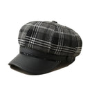 Women's Plaid Octagonal Hat British Retro Casual Beret Autumn And Winter Travel Hats