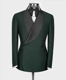 Men's Jacket Black Shawl Lapel Slim Fit Double Breasted Suit Wedding Tuxedo Blazer