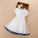 Girls Summer Princess Dress Children Short Sleeves Mesh Dress Kids Clothing Elegant Bow Tie Party Birthday Dresses