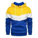 Mens Clothing Stylish Color Block Hooded Sweatshirt Jackets Coats Long Sleeve Fleece Lined Warm Pullover Tops Streetwear
