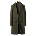 Classic Men's Long Woolen Coats Autumn Winter Casual Top Overcoat Outwear Knee-Length Wool Windbreaker Jacket