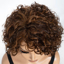 Brown Short Pixie Cut Curly Bob Hair Wigs For Women Hair