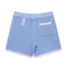 Women With Pocket Blue Lace Up Knitted Mini Shorts Vintage High Elastic Waist Female Chic Lady Shorts