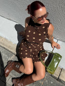 Sleeveless Polka Dot Dress For Woman Mesh Mini Dress Elegant Irregular Dresses