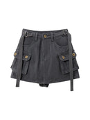 Skirts Cargo Skirt Autumn Winter Woman Skirt Streetwear Short Skirts Pockets For Women