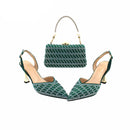 Women Shoes and Bag Set High Quality Super High Heels for Garden Party