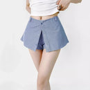 Women's Summer Anti-light Shirt Skirt Shorts Striped Half Short Mini Skirt