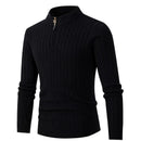 Autumn Winter Sweater Men Solid ColorHalf Turtleneck Zip Knit Sweaters Fashion Causal Slim Fit Pullover Male Jumpers Black Grey