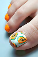 24pcs Summer Orange Toenails with Papaya Fruit Toe Nails for Women Girl Manicure DIY Press Footnail Tips