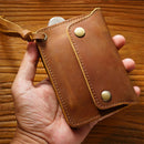 Genuine Leather Men Wallets Zipper Coin Purse Business Card Holder Small Portable Storage Bag