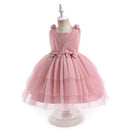 Bow Bridesmaid Girls Christmas Dress Tulle Birthday Party Wedding Kids Dress for Girls Princess