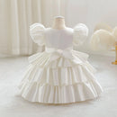 Dresses Plaid Flower Girls Elegant Birthday Gown With Bow Children Birthday Frocks 0-4 Years