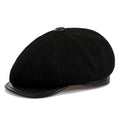 Genuine Leather Newsboy Caps For Men Real Suede Leather Irish Cabbie Driving Ivy Flat Hat