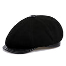 Genuine Leather Newsboy Caps For Men Real Suede Leather Irish Cabbie Driving Ivy Flat Hat