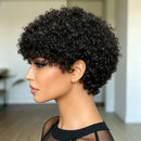 Kinky Curly Pixie Cut Wig Human Hair Made Black Short Curly Wigs For Women