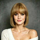 Women'S Straight Short Textured Pixie Cut Wig with Bangs Natural Straight Bob Wig  Human Hair Bob Wig