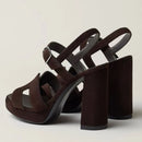 High Heels Pumps Women's Velvet Sandals Open Square Toe Dress Summer