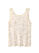 Women Front Buttons Tanks Summer Ladies Chic Vintage Beige Sleeveless Tops Female Floral