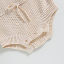 Newborn Baby Girl Boy Fall Sweater Romper Casual Sleeveless Square Neck Solid Color Knit Bodysuit Jumpsuit Infant Outfit