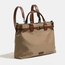 Beige handbag with brown straps on a white background, Obroi