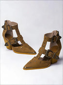 Spring Summer Heels Sandal Designer Pointed Toe Rivet Hollow Out Buckle Gladiator High Heel Shoes