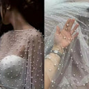 Pearl Beaded Wedding Wrap Sheer Jewel Collar Soft Tulle Front Shawl Marriage Accessories For Women Dress