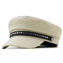 Women Ladies Autumn Winter Beret Hat Leather British Style Flat Top Octagonal Cap Adjustable Female