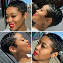 Pixie Cut Layered Straight Short Wig For Women Brazilian Human Hair 4" 150 Density Full Machine-Made Wigs Black Color