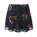 Women Vintage Floral A-line Mini Skirt Side Zipper Summer Holiday Short Skirts