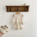 Summer Baby Clothes Set Infant Cute Lace Vest Pants Girls Embroidered Flowers Outfit