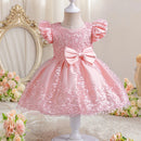Girls lace Princess Dress Old Children's Flower Puff Sleeve Dress Baby Birthday Party Performance Dress
