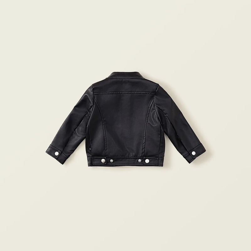 Winter Kids Baby Girls Boys Solid Leather Top Outwear Children Zipper Jacket Top Toddler Clothing